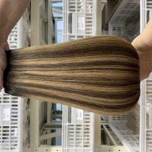 Best genius weft 20 22inhes invisible hair weft balayage brown colour